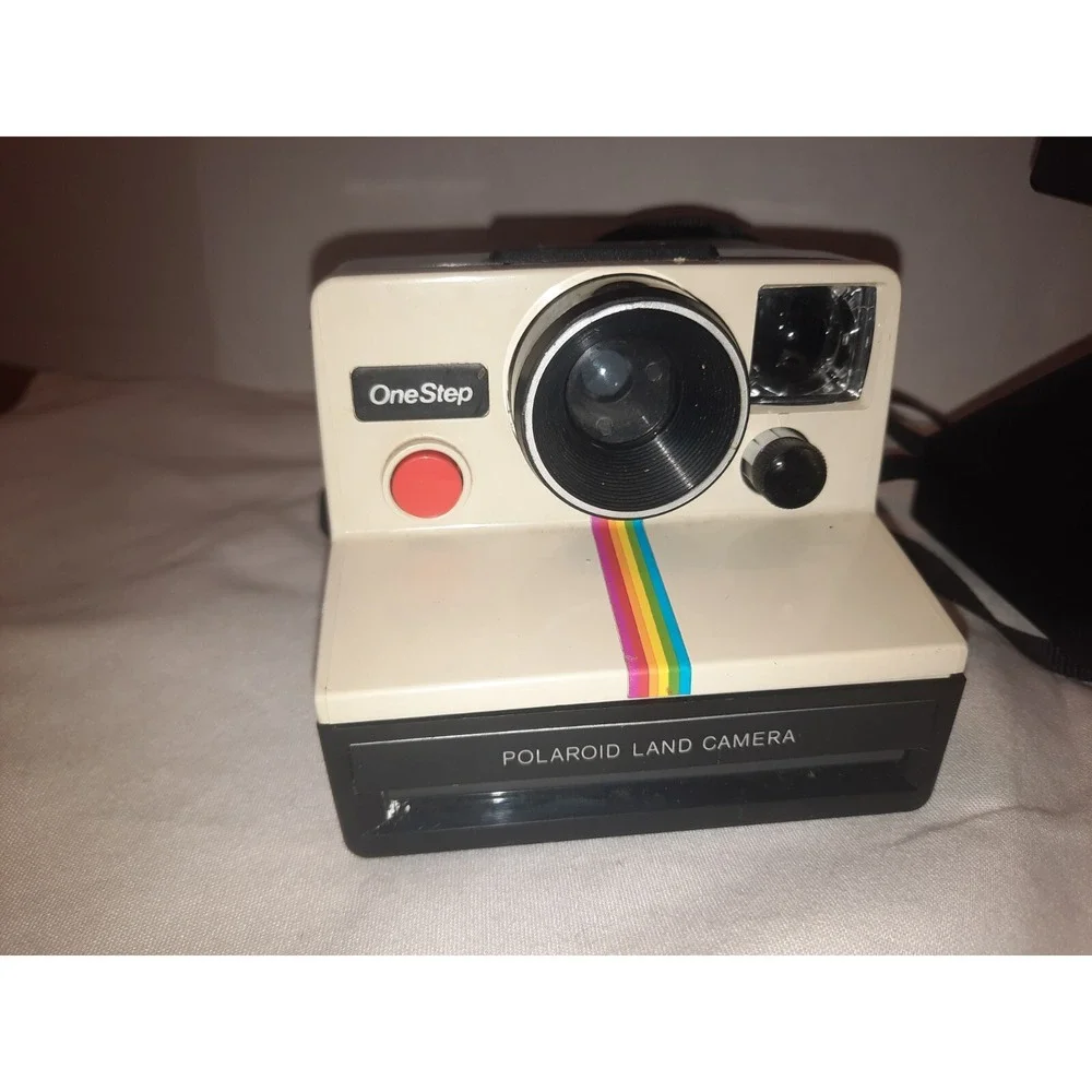 2x Vintage Polaroid OneStep Land Camera & OneStep Plus Rainbow 80's Q-Light